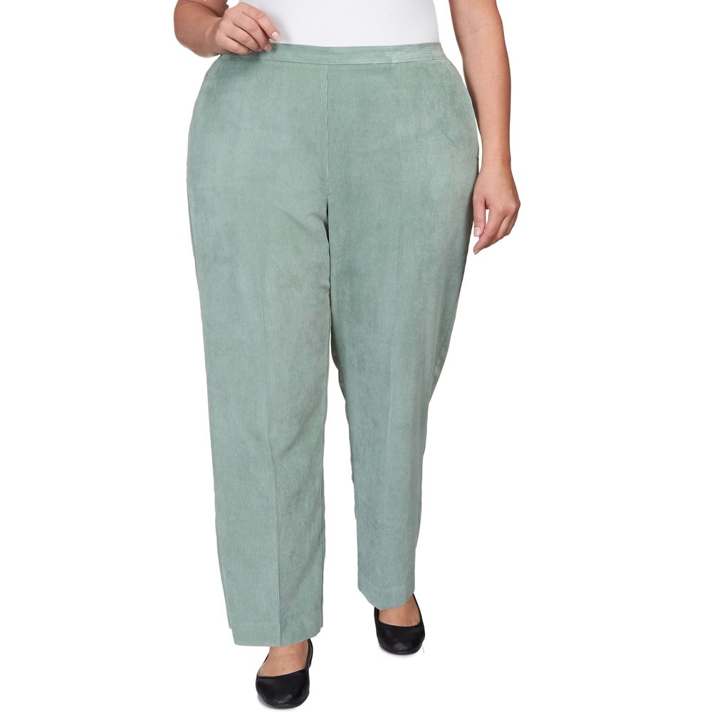 Alfred Dunner Women's Plus-Size Corduroy Regular Fit Short Length Pant Size 16W Sage