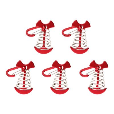 5 PCS Fishbone Deck Anchor Pegs Tent Awning Spring Hook Adjustable Wind Rope Fixing Buckle Deck Hook for Camping Hiking Equipment
