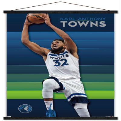 Trends International NBA Minnesota Timberwolves - Karl-Anthony Towns 23 Wall Poster, 22.37" x 34.00", Premium Print and Black Hanger Bundle