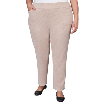 Alfred Dunner St.Moritz Knit Coduroy Pants with Pocket (US, Numeric, 18, Regular, Short, Fawn)