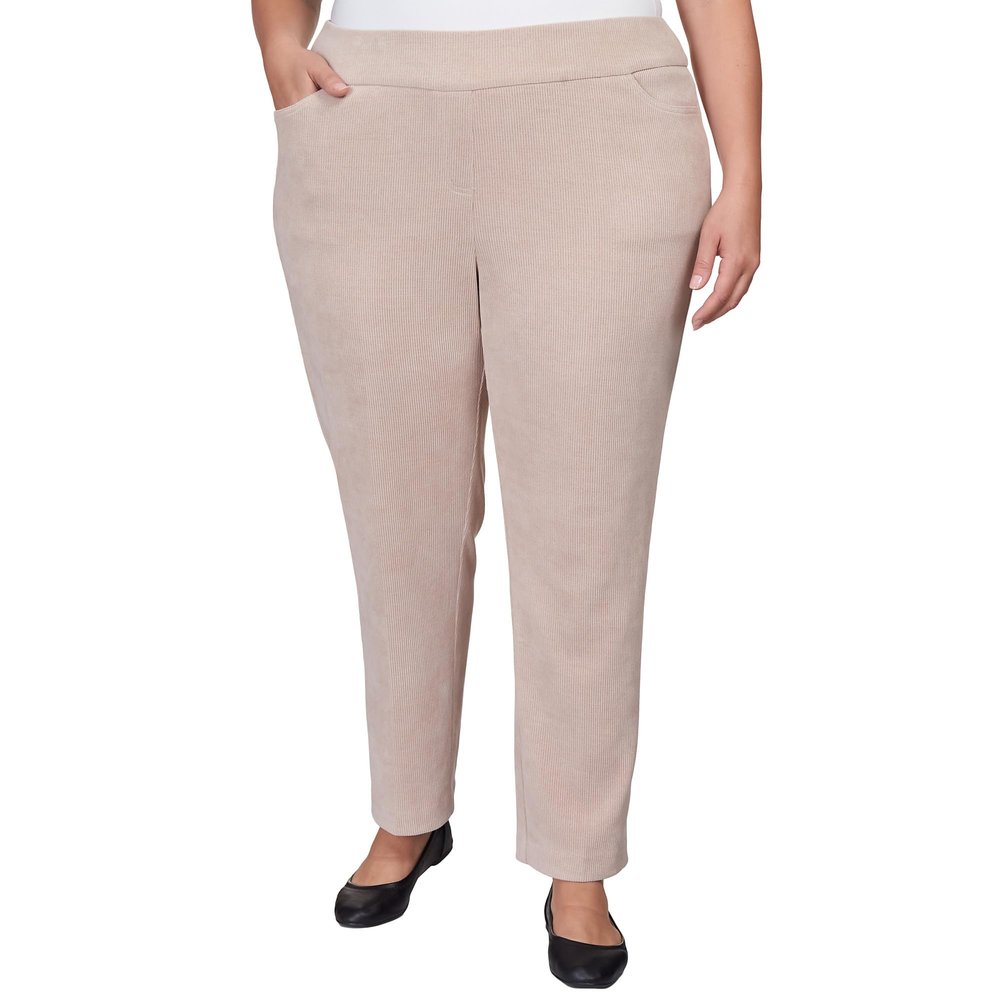 Alfred Dunner St.Moritz Knit Coduroy Pants with Pocket (US, Numeric, 18, Regular, Short, Fawn)