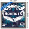 Trends International NBA Charlotte Hornets - Maximalist Logo 23 Wall Poster, 22.4L x 14.7W, Barnwood Framed Version view 3