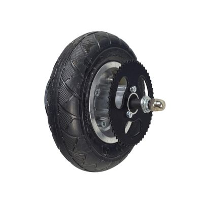 AlveyTech 200x50 Rear Wheel Assembly for Chain Drive Razor E200 Scooter (Versions 36+) - Replacement 8"x2" Tire, Inner Tube, 80 mm Band Brake, #25 55-Tooth Sprocket, Bearings, and Axle (W13112730048)