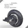 AlveyTech 200x50 Rear Wheel Assembly for Chain Drive Razor E200 Scooter (Versions 36+) - Replacement 8"x2" Tire, Inner Tube, 80 mm Band Brake, #25 55-Tooth Sprocket, Bearings, and Axle (W13112730048) view 4
