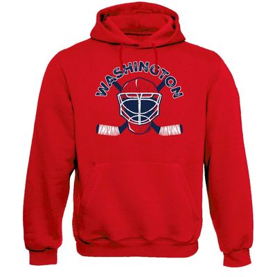 Xtreme Apparrel Washington Team Mask Men's Hoodie Sweatshirt for Hockey Fans (Red Hoodie, L)