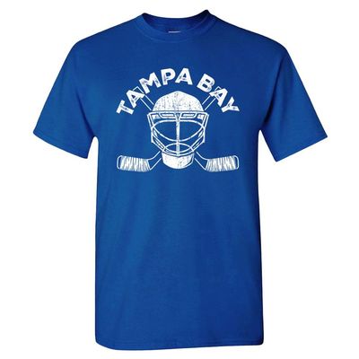 Tampa Bay Team Mask Men's T-Shirt for Hockey Fans (Royal Shirt, 4XL)