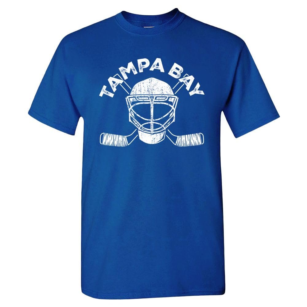 Tampa Bay Team Mask Men's T-Shirt for Hockey Fans (Royal Shirt, 4XL)