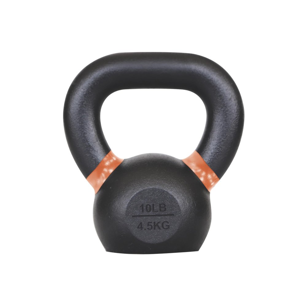 Champion Sports Rhino Fitness 10 LB Iron Kettlebell - Full Body Powder Coated - Textured for Improved Grip - Color Coded Handles