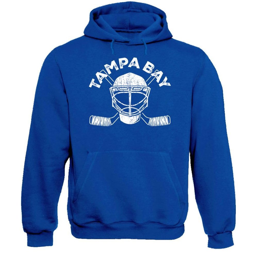 Xtreme Apparrel Tampa Bay Team Mask Men's Hoodie Sweatshirt for Hockey Fans (Royal Hoodie, S)