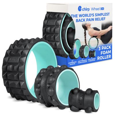 Chirp Wheel XR 3P Massage Roller Set - 10 Acupressure, 6 Knot-Kneading Thumb, 4 Neck & Headache Tension Relief, High Density Foam Massage Rollers for Back & Neck Pain, 500lbs Capacity, Mint