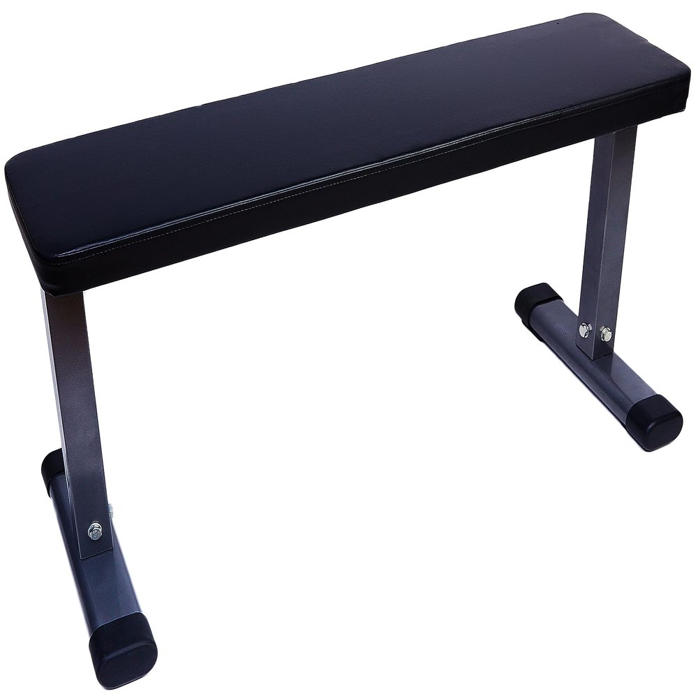 Fitvids Flat Utility Weight Bench for Home Gym Weight Training and Ab Exercises Black nan Black/Gray