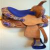 Equitem 12" Western Mini Pony Youth Leather Saddle with Hand Painted Flower and Matching Color Suede Seat (Purple) view 2
