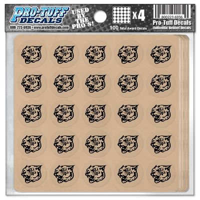 Cougar Award Decals Thick mil Vinyl 1-1/8" Diameter (100 Decals) Professional-Grade Football Hockey Baseball Softball Lacrosse (Black on Clear)