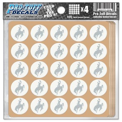 Cowboys Award Decals Thick mil Vinyl 1-1/8" Diameter (100 Decals) Professional-Grade Football Hockey Baseball Softball Lacrosse (Silver on White)