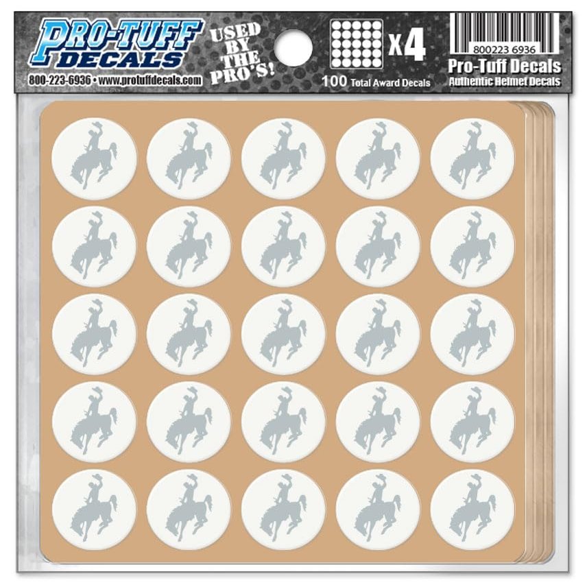 Cowboys Award Decals Thick mil Vinyl 1-1/8" Diameter (100 Decals) Professional-Grade Football Hockey Baseball Softball Lacrosse (Silver on White)