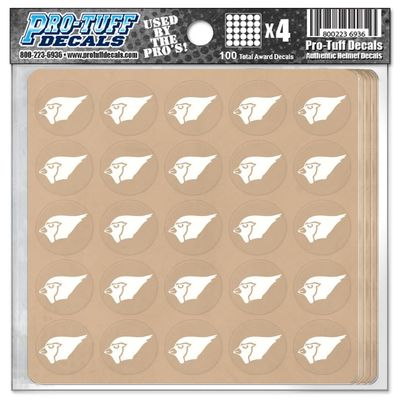 Cardinal Award Decals Premium 20 Mil Thick mil Vinyl 1-1/8" Diameter (100 Decals) Professional-Grade Football Hockey Baseball Softball Lacrosse (White on Clear)