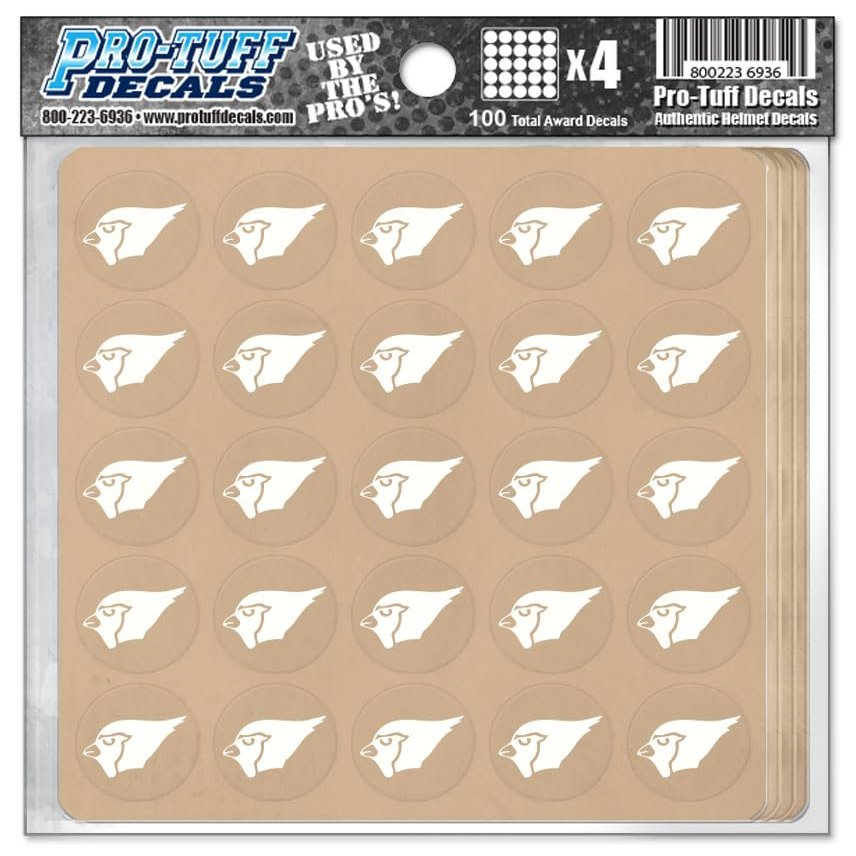 Cardinal Award Decals Premium 20 Mil Thick mil Vinyl 1-1/8" Diameter (100 Decals) Professional-Grade Football Hockey Baseball Softball Lacrosse (White on Clear)