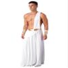 iiniim Men's Roman Halloween Warrior Toga Costume Ancient Greek Cosplay Long Skirt with Wristbands White Large view 2