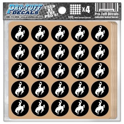 Cowboys Award Decals Thick mil Vinyl 1-1/8" Diameter (100 Decals) Professional-Grade Football Hockey Baseball Softball Lacrosse (White on Black)