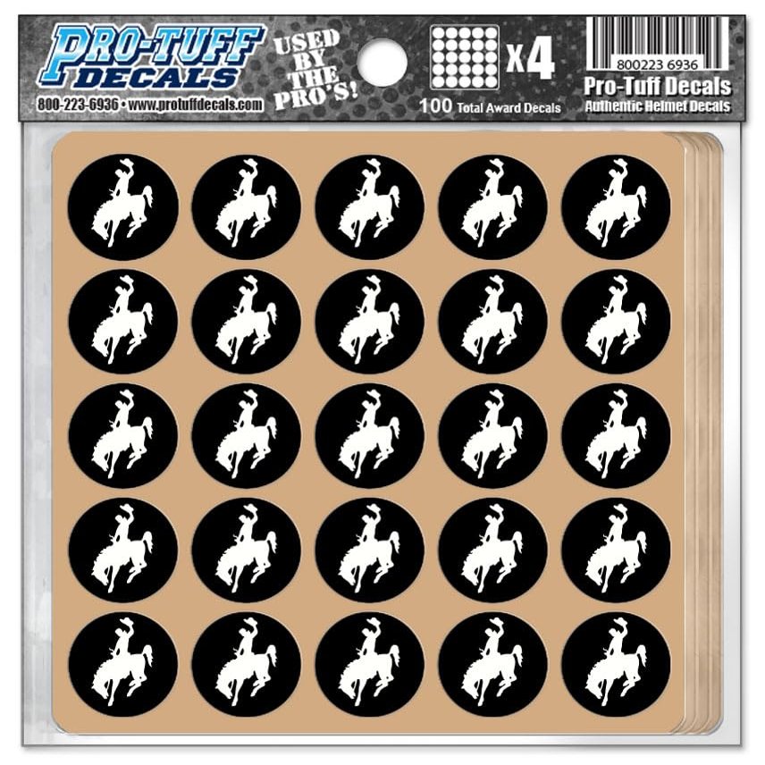 Cowboys Award Decals Thick mil Vinyl 1-1/8" Diameter (100 Decals) Professional-Grade Football Hockey Baseball Softball Lacrosse (White on Black)