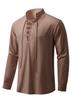 AIFARLD Men's Long Sleeve Shirts Retro Style Lace up for Medieval Viking Hippie Halloween Cosplay Pirate Renaissance Costume Deep Khaki view 1