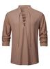 AIFARLD Men's Long Sleeve Shirts Retro Style Lace up for Medieval Viking Hippie Halloween Cosplay Pirate Renaissance Costume Deep Khaki view 3