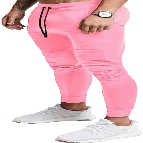 EVERWORTH Men's Joggers Sweatpants Men's Slim Jogger Pants Tapered Gym Running Workout Pant with Deep Pockets Pink US M Tag XL