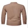 AIFARLD Men's Long Sleeve Shirts Retro Style Lace up for Medieval Viking Hippie Halloween Cosplay Pirate Renaissance Costume Deep Khaki view 4