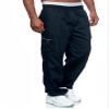 WZIKAI Mens Cargo Pants Relaxed Fit Drawstring Joggers Sweatpants for Men Workout Casual Long Trousers Navy XXL view 3