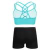 Alvivi Girls Two Piece Sports Outfit Dance Crop Top Bra with Shorts Set for Gymnastics Dancing Swimwear Mint Green 6 Years view 1