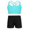 Alvivi Girls Two Piece Sports Outfit Dance Crop Top Bra with Shorts Set for Gymnastics Dancing Swimwear Mint Green 6 Years view 2
