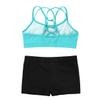 Alvivi Girls Two Piece Sports Outfit Dance Crop Top Bra with Shorts Set for Gymnastics Dancing Swimwear Mint Green 6 Years view 4