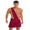 iiniim Men's Roman Halloween Warrior Toga Costume Ancient Greek Cosplay Long Skirt with Wristbands Burgundy #2 3X-Large view 1
