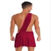 iiniim Men's Roman Halloween Warrior Toga Costume Ancient Greek Cosplay Long Skirt with Wristbands Burgundy #2 3X-Large view 2