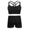 Alvivi Girls Two Piece Sports Outfit Dance Crop Top Bra with Shorts Set for Gymnastics Dancing Swimwear Black 8 Years view 1