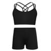 Alvivi Girls Two Piece Sports Outfit Dance Crop Top Bra with Shorts Set for Gymnastics Dancing Swimwear Black 8 Years view 2