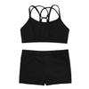 Alvivi Girls Two Piece Sports Outfit Dance Crop Top Bra with Shorts Set for Gymnastics Dancing Swimwear Black 8 Years view 3