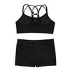 Alvivi Girls Two Piece Sports Outfit Dance Crop Top Bra with Shorts Set for Gymnastics Dancing Swimwear Black 8 Years view 4