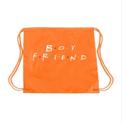 ALLNTRENDS Drawstring Bag Boyfriend and Girlfriend String Bag Nylon Backpack for Gym Sport (BF Orange)