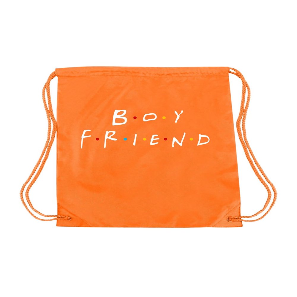 ALLNTRENDS Drawstring Bag Boyfriend and Girlfriend String Bag Nylon Backpack for Gym Sport (BF Orange)