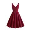 Uillui Women's Retro 50s Lace Prom Dress Classy Elegant Sleeveless Formal Dresses Vintage Cocktail Party Swing Midi Dress Wine view 1
