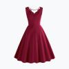Uillui Women's Retro 50s Lace Prom Dress Classy Elegant Sleeveless Formal Dresses Vintage Cocktail Party Swing Midi Dress Wine view 2