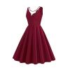 Uillui Women's Retro 50s Lace Prom Dress Classy Elegant Sleeveless Formal Dresses Vintage Cocktail Party Swing Midi Dress Wine view 3