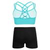 Alvivi Girls Two Piece Sports Outfit Dance Crop Top Bra with Shorts Set for Gymnastics Dancing Swimwear Mint Green 12 Years view 1