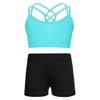 Alvivi Girls Two Piece Sports Outfit Dance Crop Top Bra with Shorts Set for Gymnastics Dancing Swimwear Mint Green 12 Years view 2