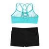 Alvivi Girls Two Piece Sports Outfit Dance Crop Top Bra with Shorts Set for Gymnastics Dancing Swimwear Mint Green 12 Years view 4