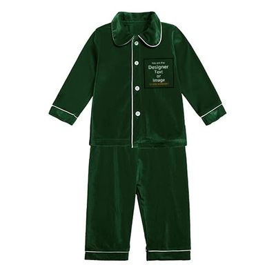 MYGBCPJS Kids Customize Velvet Pajamas Set Toddler Boys Girls Custom Long-Sleeve Button-Down T-Shirt & Pants Xmas Outfits