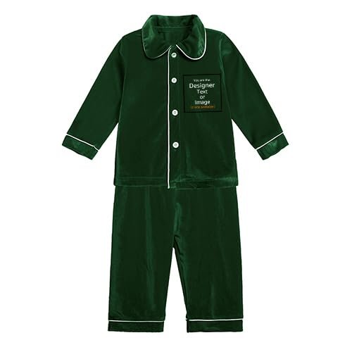 MYGBCPJS Kids Customize Velvet Pajamas Set Toddler Boys Girls Custom Long-Sleeve Button-Down T-Shirt & Pants Xmas Outfits