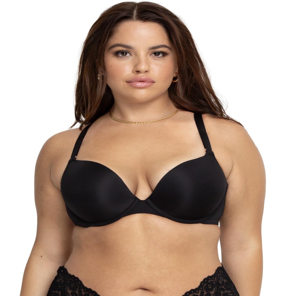 Smart & Sexy Women's Perfect Push-Up Bra Black Hue (Silky Micro) 40DD