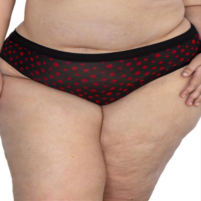 Curvy Couture Women's Size Brief Panties in Smooth, Mesh and Lace, Available in Multi Packs, Dancing Dots, XX-Large Plus